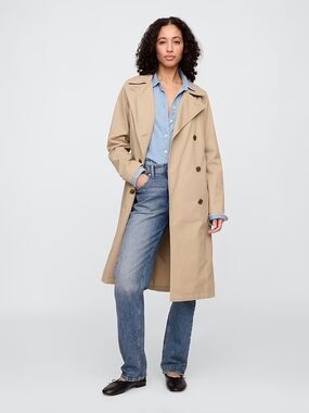 GAP Factory Beige Double-Breasted Trench Coat Large Tall NWT